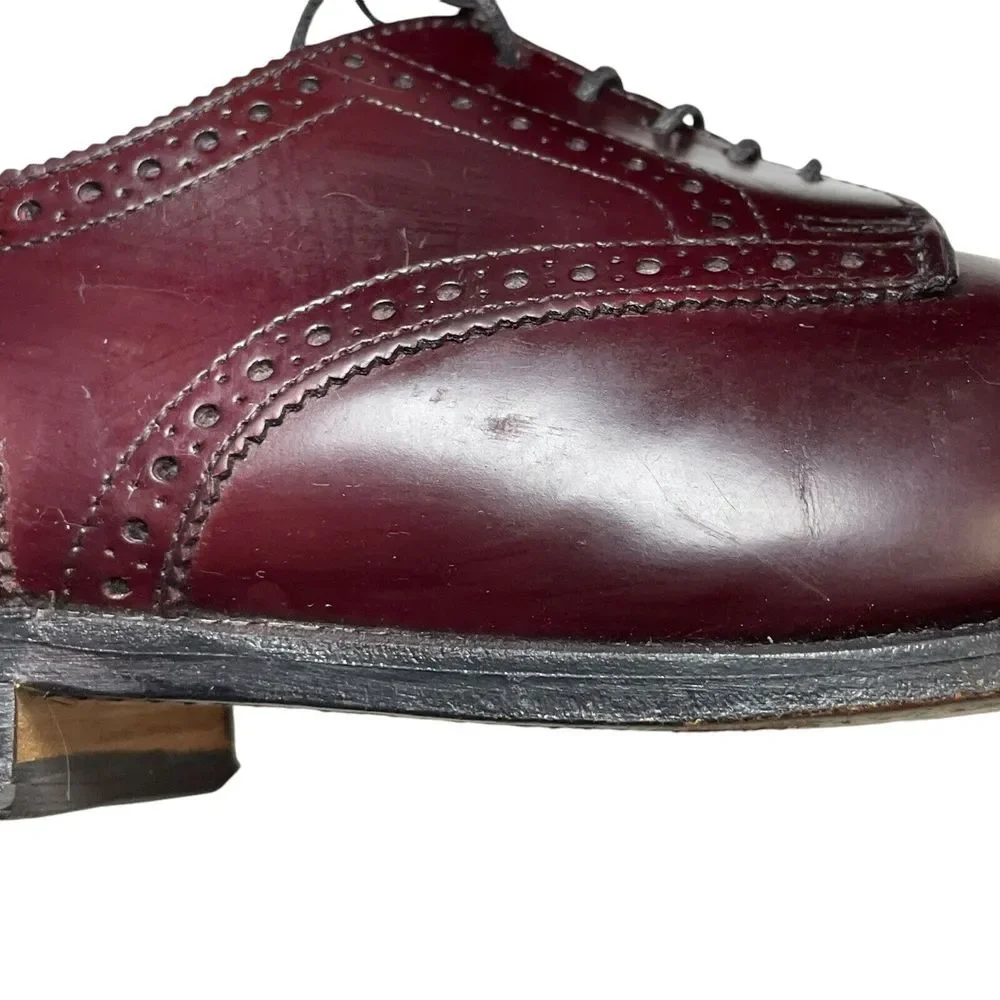 Allen Edmonds SANFORD Burgundy Leather Cap Toe‎ Oxford Dress Shoes 5237 Size 9D